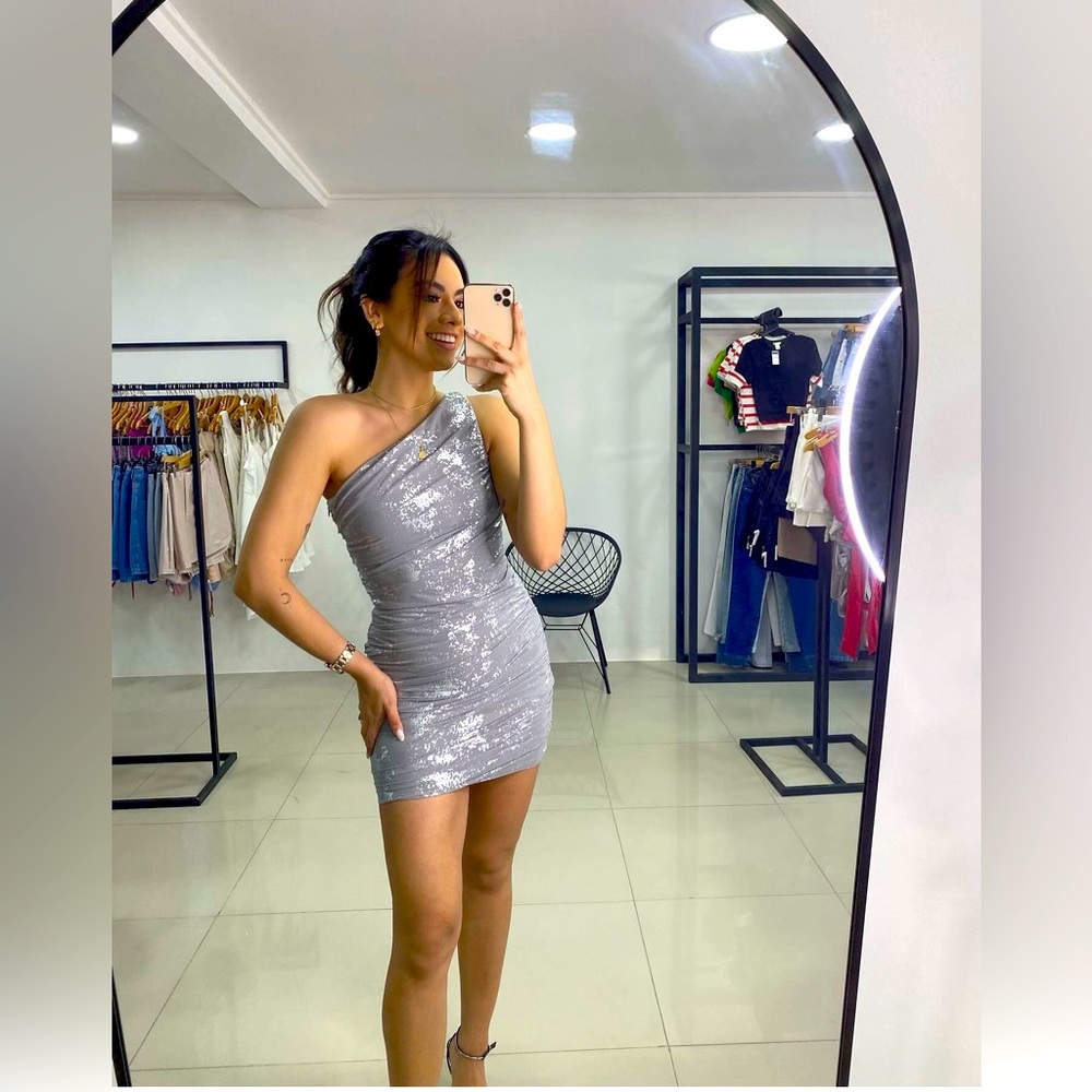 Zara Metallic Print Tulle Dress